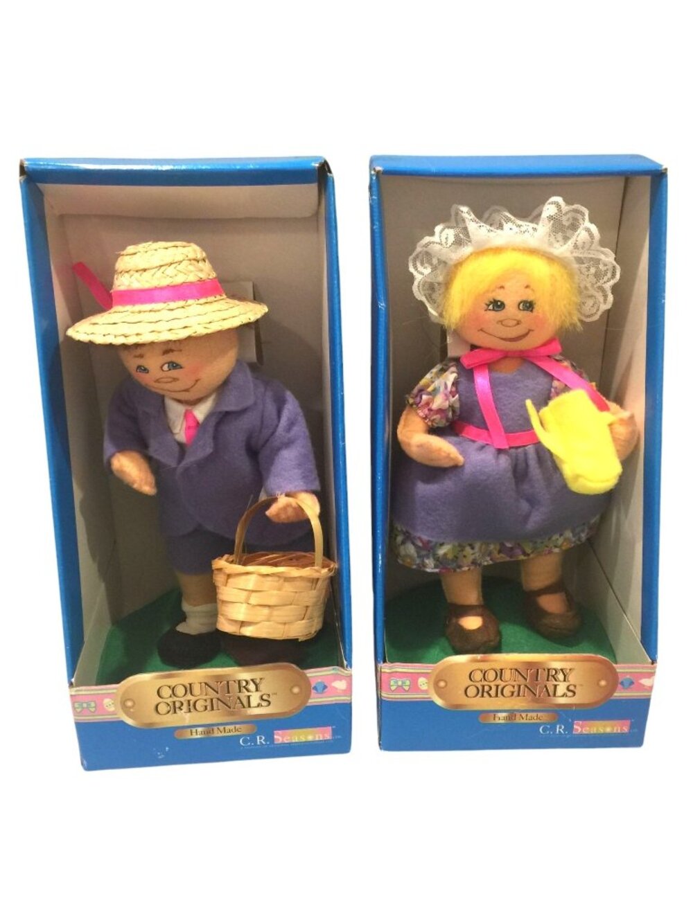 C.R. Seasons Country Craft Originals 1994 Handmade 10" Gardening Boy & Girl